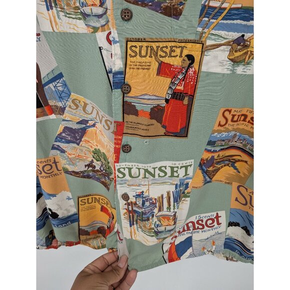 Vintage Reyn Spooner Hawaiian Button Up Shirt Men Size M Sunset Magazine USA Y2K - Picture 4 of 9